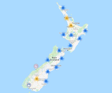 Map of Okay2stay Hosts in NZ